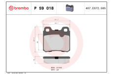 Sada brzdových destiček, kotoučová brzda BREMBO P 59 018