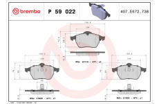 Sada brzdových destiček, kotoučová brzda BREMBO P 59 022