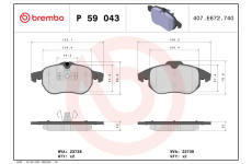 Sada brzdových destiček, kotoučová brzda BREMBO P 59 043