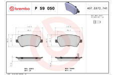 Sada brzdových destiček, kotoučová brzda BREMBO P 59 050