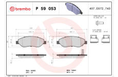 Sada brzdových destiček, kotoučová brzda BREMBO P 59 053