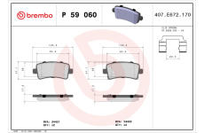 Sada brzdových destiček, kotoučová brzda BREMBO P 59 060