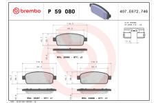 Sada brzdových destiček, kotoučová brzda BREMBO P 59 080X