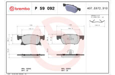 Sada brzdových destiček, kotoučová brzda BREMBO P 59 092