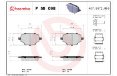 Sada brzdových destiček, kotoučová brzda BREMBO P 59 098