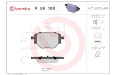 Sada brzdových destiček, kotoučová brzda BREMBO P 59 100