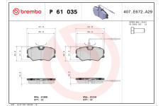 Sada brzdových destiček, kotoučová brzda BREMBO P 61 035