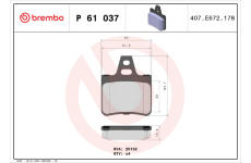 Sada brzdových platničiek kotúčovej brzdy BREMBO P 61 037