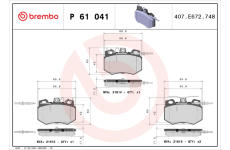 Sada brzdových destiček, kotoučová brzda BREMBO P 61 041