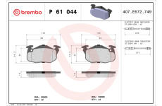 Sada brzdových platničiek kotúčovej brzdy BREMBO P 61 044