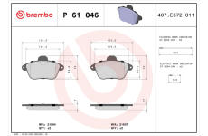 Sada brzdových platničiek kotúčovej brzdy BREMBO P 61 046