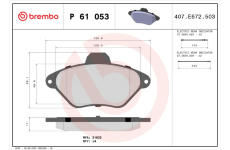 Sada brzdových destiček, kotoučová brzda BREMBO P 61 053