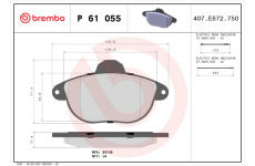 Sada brzdových destiček, kotoučová brzda BREMBO P 61 055