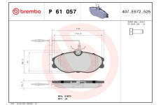 Sada brzdových destiček, kotoučová brzda BREMBO P 61 057