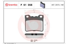 Sada brzdových destiček, kotoučová brzda BREMBO P 61 058