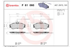 Sada brzdových destiček, kotoučová brzda BREMBO P 61 060