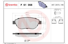 Sada brzdových destiček, kotoučová brzda BREMBO P 61 068X