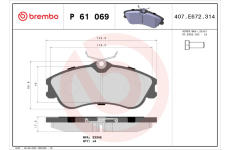 Sada brzdových destiček, kotoučová brzda BREMBO P 61 069