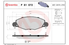 Sada brzdových destiček, kotoučová brzda BREMBO P 61 072