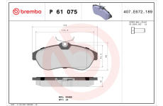 Sada brzdových destiček, kotoučová brzda BREMBO P 61 075