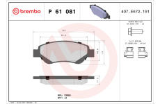 Sada brzdových destiček, kotoučová brzda BREMBO P 61 081