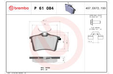 Sada brzdových destiček, kotoučová brzda BREMBO P 61 084