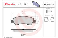 Sada brzdových destiček, kotoučová brzda BREMBO P 61 091