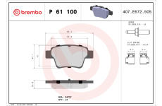 Sada brzdových destiček, kotoučová brzda BREMBO P 61 100