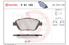 Sada brzdových platničiek kotúčovej brzdy BREMBO P 61 103