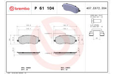 Sada brzdových destiček, kotoučová brzda BREMBO P 61 104