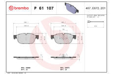 Sada brzdových destiček, kotoučová brzda BREMBO P 61 107