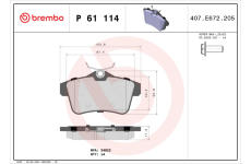 Sada brzdových platničiek kotúčovej brzdy BREMBO P 61 114X