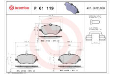 Sada brzdových destiček, kotoučová brzda BREMBO P 61 119