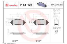 Sada brzdových destiček, kotoučová brzda BREMBO P 61 120