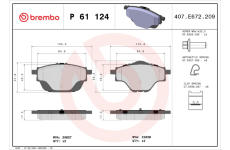 Sada brzdových platničiek kotúčovej brzdy BREMBO P 61 124