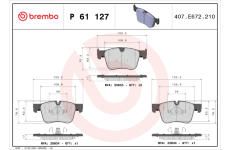 Sada brzdových destiček, kotoučová brzda BREMBO P 61 127