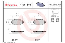 Sada brzdových destiček, kotoučová brzda BREMBO P 61 140