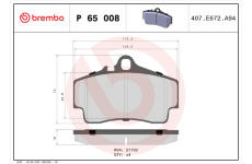 Sada brzdových destiček, kotoučová brzda BREMBO P 65 008