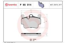 Sada brzdových destiček, kotoučová brzda BREMBO P 65 014