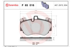 Sada brzdových destiček, kotoučová brzda BREMBO P 65 016