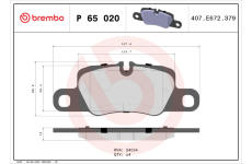 Sada brzdových destiček, kotoučová brzda BREMBO P 65 020