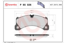 Sada brzdových platničiek kotúčovej brzdy BREMBO P 65 026