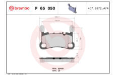 Sada brzdových destiček, kotoučová brzda BREMBO P 65 050