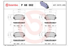 Sada brzdových destiček, kotoučová brzda BREMBO P 68 002