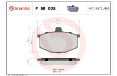 Sada brzdových destiček, kotoučová brzda BREMBO P 68 005