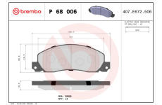 Sada brzdových destiček, kotoučová brzda BREMBO P 68 006