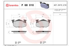 Sada brzdových destiček, kotoučová brzda BREMBO P 68 010