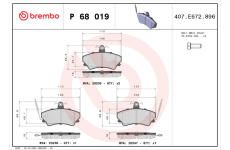 Sada brzdových destiček, kotoučová brzda BREMBO P 68 019