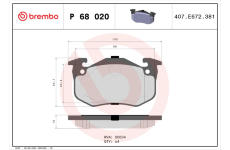 Sada brzdových platničiek kotúčovej brzdy BREMBO P 68 020