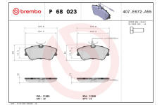 Sada brzdových destiček, kotoučová brzda BREMBO P 68 023